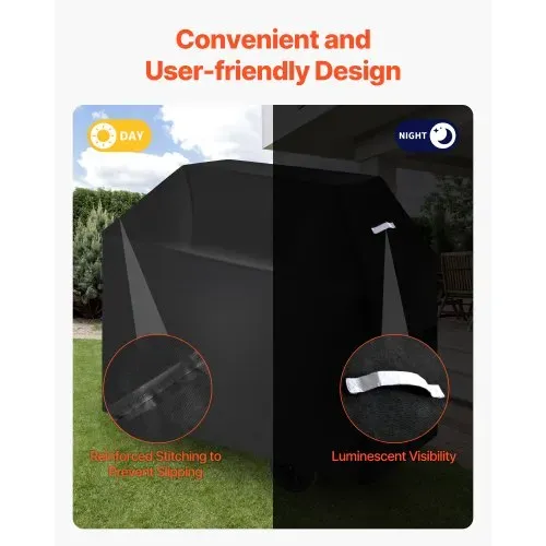 VEVOR Grillabdeckung Abdeckhaube Grillhaube (1473 mm) Abdeckplane für Außengrills, wasserdicht & wetterbeständig, strapazierfähiges 600D-Polyester, einfaches An- und Ausziehen, mit Klettbändern – Bild 4
