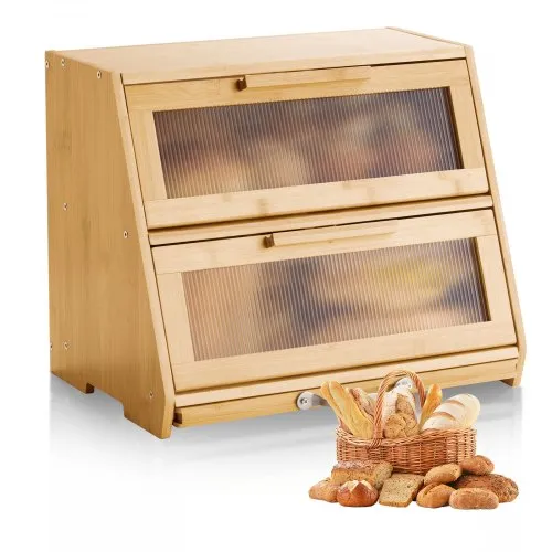VEVOR Doppellagiger Brotkasten für Küchentheke Brotbehälter Brotbox Brot-Organizer aus Holz für selbstgebackenes Brot, Aufbewahrungsbehälter mit gewellter Acryl-Türplatte, Brotaufbewahrung Natur VEVOR Doppellagiger Brotkasten für Küchentheke Brotbehälter Brotbox Brot-Organizer aus Holz für selbstgebackenes Brot, Aufbewahrungsbehälter mit gewellter Acryl-Türplatte, Brotaufbewahrung Natur