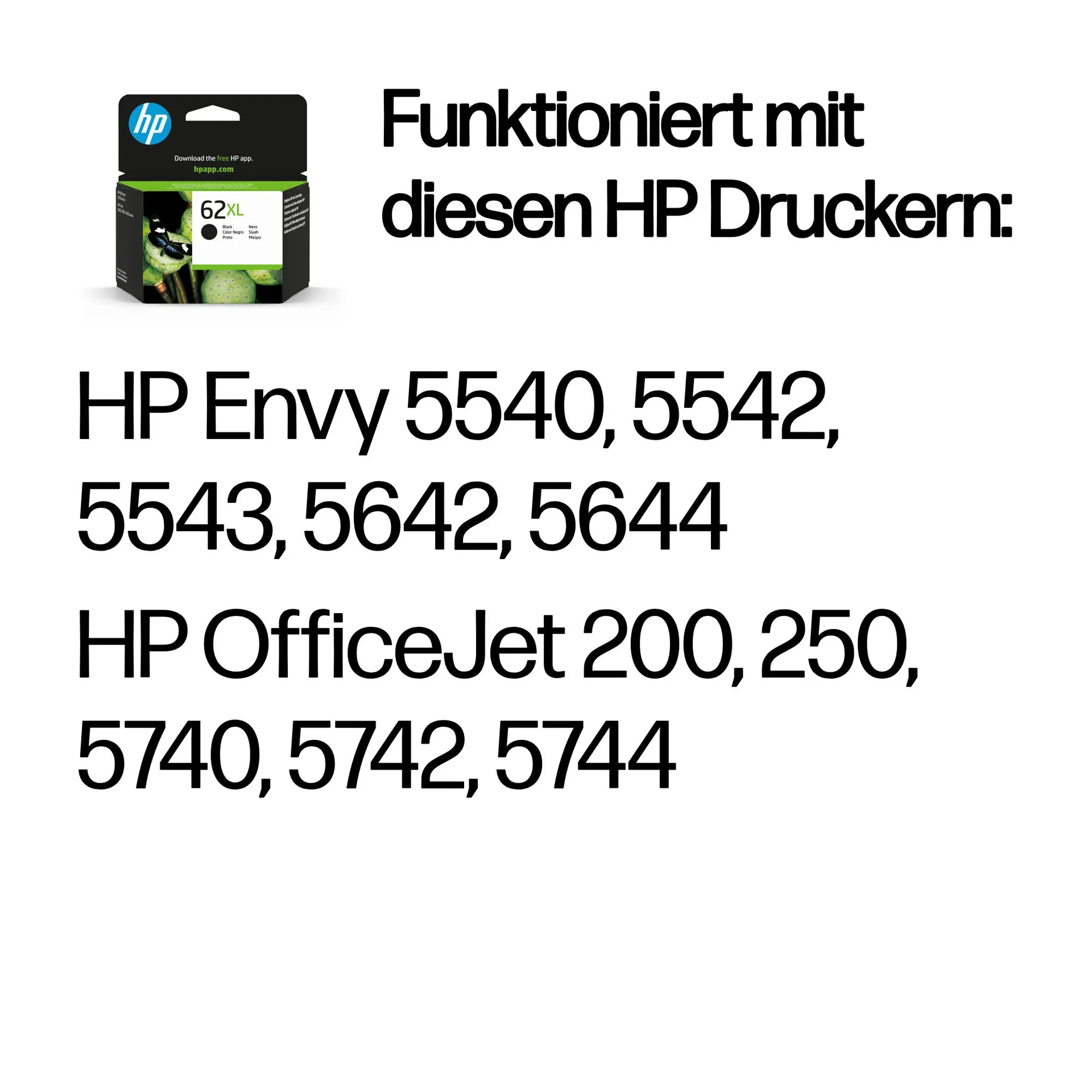 HP 62XL Schwarz Original Tintenpatrone mit hoher Reichweite – Bild 2