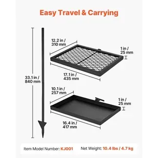 VEVOR Lagerfeuergrill Schwenkbar mit Grillrost Grillplatte Kohlenstoffstahl, 360° Höhenverstellbarer Schwenkgrill mit Grillständer, Drehbarer Outdoor-Grill für Offenes Feuer, Camping und Garten VEVOR Lagerfeuergrill Schwenkbar mit Grillrost Grillplatte Kohlenstoffstahl, 360° Höhenverstellbarer Schwenkgrill mit Grillständer, Drehbarer Outdoor-Grill für Offenes Feuer, Camping und Garten