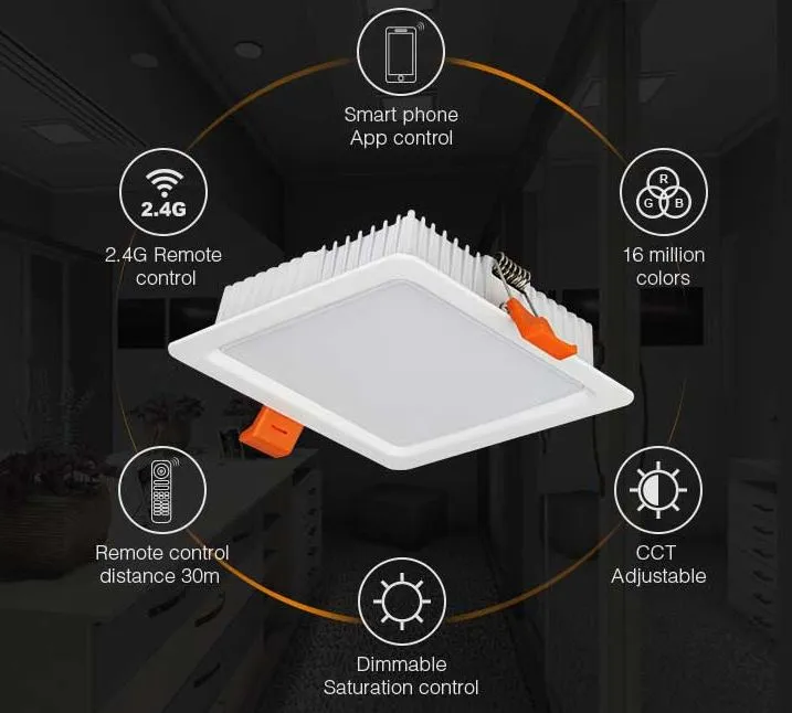 MiBoxer FUT064 LED Panel square 9W RGB-WW (RGB-CCT) mit Funk und WLAN – Bild 6