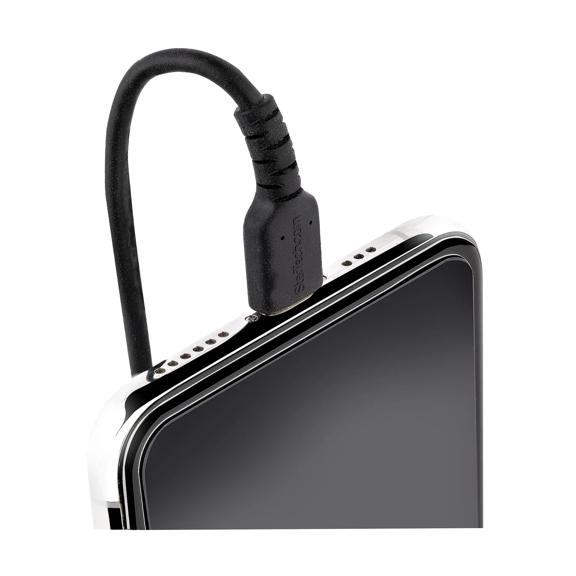 StarTech.com 1m USB auf Lightning Kabel, Spiralkabel, MFi zertifiziert, Schnellladekabel für iPhone/iPad, Schwarz, robuster TPE Mantel mit Aramidfaser, USB 2.0 Kabel, Laden und Synchronisieren – Bild 6