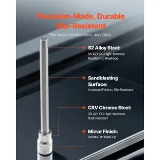 VEVOR Extra langer Inbus-Steckschlüsselsatz 18-tlg. mit 3/8 Zoll-Antrieb, S2-Legierungsstahl & Cr-V-Stahl, Standard SAE & metrisch 1/8 Zoll-3/8 Zoll, 3-12 mm, mit verbessertem Aufbewahrungskoffer VEVOR Extra langer Inbus-Steckschlüsselsatz 18-tlg. mit 3/8 Zoll-Antrieb, S2-Legierungsstahl & Cr-V-Stahl, Standard SAE & metrisch 1/8 Zoll-3/8 Zoll, 3-12 mm, mit verbessertem Aufbewahrungskoffer