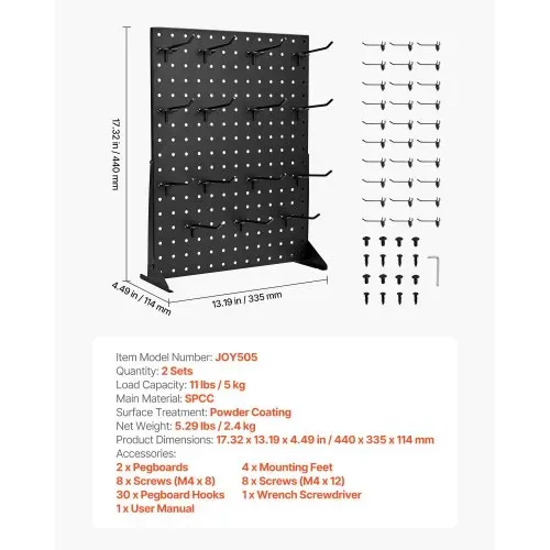 VEVOR Stecktafel Displayständer, 440x330 mm, Präsentationsständer mit 30 Haken, Tafelplatte aus Stahl für Lebensmittelgeschäfte, Einzelhandelsgeschäfte & Juweliergeschäfte, (2 Stk.) – Bild 6