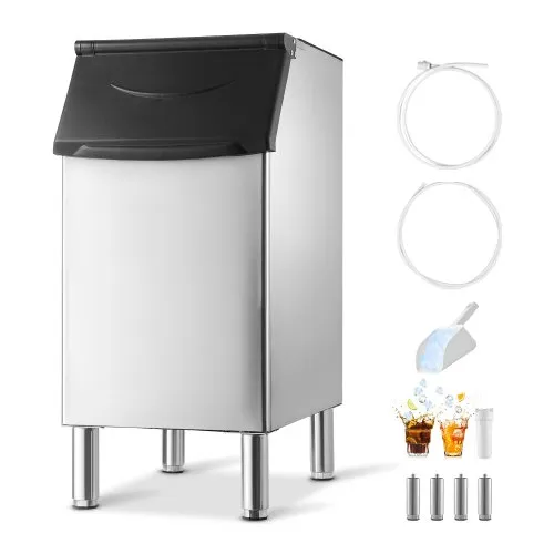 VEVOR Vorratsbehälter Eisbehälter für gewerbliche Eiswürfelbereiter (136 kg Kapazität), Eisvorratsbehälter aus Edelstahl mit rutschfesten Gummifüßen, für Restaurants (nur Behälter) VEVOR Vorratsbehälter Eisbehälter für gewerbliche Eiswürfelbereiter (136 kg Kapazität), Eisvorratsbehälter aus Edelstahl mit rutschfesten Gummifüßen, für Restaurants (nur Behälter)