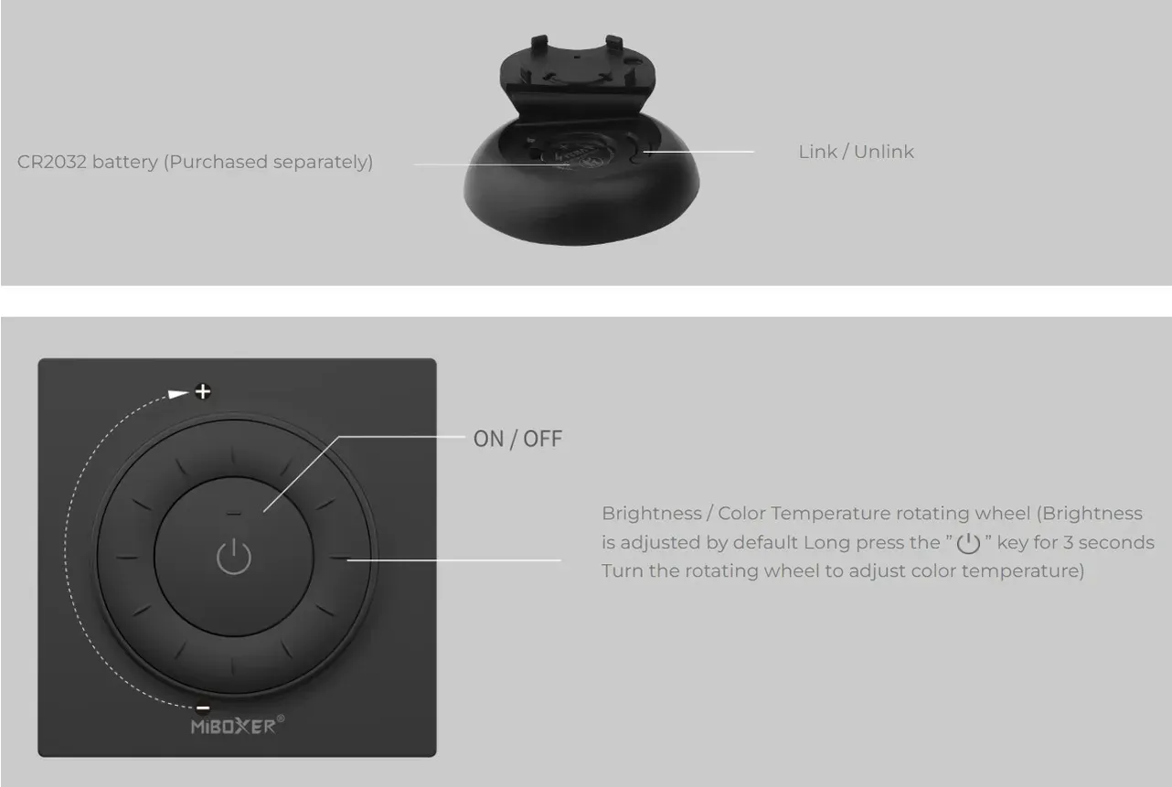 MiBoxer K3-W LED Fernbedienung Rotating Wheel Remote 2,4GHz (w) dual white (CCT) – Bild 5