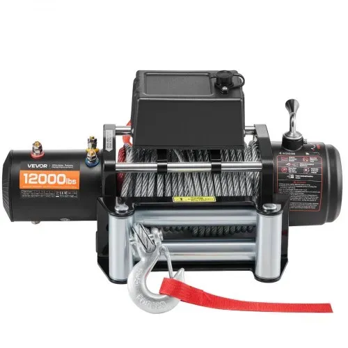 VEVOR Elektrische Seilwinde, 5400 kg, 12 V DC LKW-Winde mit Φ 9,1 mm x 26 m Stahlseil, kabellose & kabelgebundene Fernbedienung, geeignet zum Abschleppen von SUV, Jeep, Anhänger, Boot, Geländewagen – Bild 8