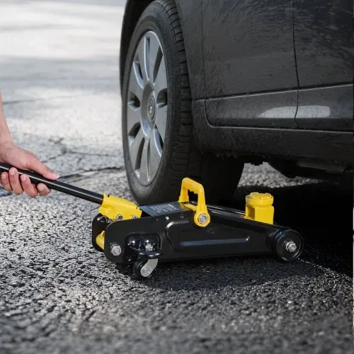 VEVOR Rangierwagenheber Wagenheber mit niedrigem Profil & 360° Rollen 1,5 t, Einzelkolben-Schnellhubpumpe, 13-31 cm Hubhöhe, hydraulische Wagenheber für Sportwagen, Limousinen Gelb + Schwarz – Bild 7