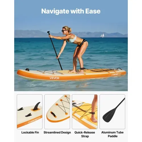 VEVOR aufblasbares Stand Up Paddle Board (304,8 x 83,8 x 15,2 cm) Paddleboard, Komplettset inkl. Pumpe Paddel Finne Rucksack, Knöchelleine Gurt, rutschfestes Deck für Jugendliche und Erwachsene – Bild 3