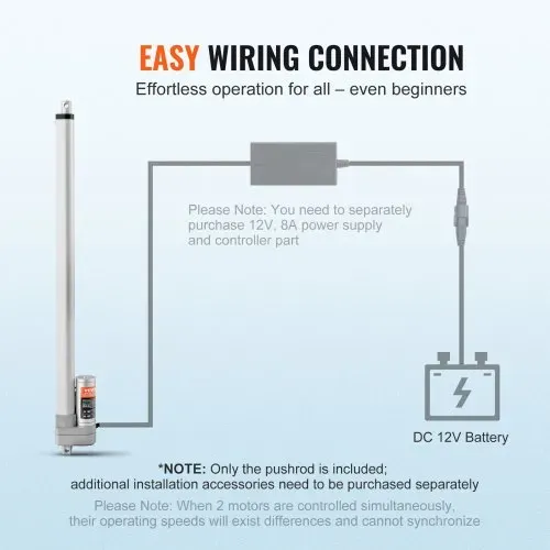 VEVOR 3000N Linear Actuator DC 12V Linearantrieb IP65 Elektrischer Linearmotor 500mm Hublänge Geräuschpegel ≤60dB Elektrische Türöffner 5mm/s Fahrgeschwindigkeit Lineartechnik Verstellantrieb – Bild 5