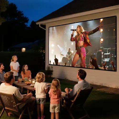 VEVOR manuelle Projektionsleinwand Beamer Leinwand, 150 Zoll 16:9 4K 1080 HD, wandmontierte Projektionsleinwand mir mit 12 Haken und doppelseitigen Klebebändern, Filmprojektion für Heimkino – Bild 7