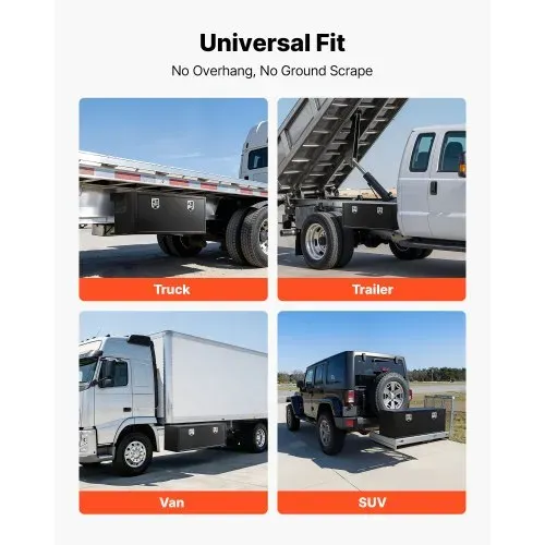 VEVOR Lkw Unterbaubox 1219 x 457 x 457 mm Unterflur Staukasten Kaltgewalzter Stahl Wasserdichter Werkzeugkasten mit T-Griff Schloss für Lkw Anhänger Transporter Werkzeugkiste Unterflurkasten Schwarz – Bild 4