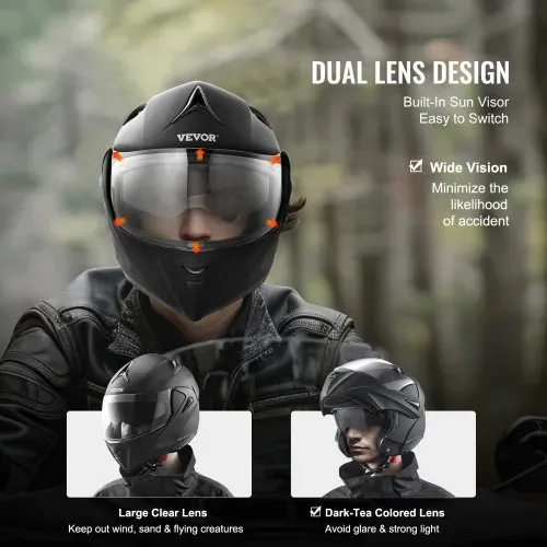 VEVOR Motorradhelm ohne Maske Helmgröße 59-60 cm, ABS Helme mit hoher Dichte & Bluetooth-Kommunikation & Wechselglas Größe L DOT-geprüfter bequemer Motocross-Helm, für Jugendliche & Erwachsene – Bild 3