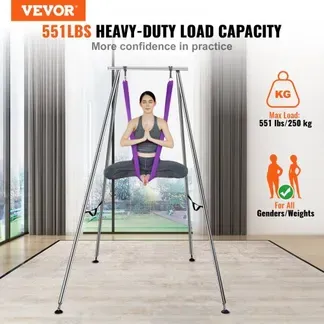 VEVOR Aerial Yoga Hängematte mit Yogarahmen 12 x 2,6 m, Lila Yoga Swing Air Fliegen, Yoga-Schaukel Hammock Swing 250 kg Max. Tragfähigkeit, inkl. Yoga-Socken & Fußpolster, Anti-Gravity-Übungen VEVOR Aerial Yoga Hängematte mit Yogarahmen 12 x 2,6 m, Lila Yoga Swing Air Fliegen, Yoga-Schaukel Hammock Swing 250 kg Max. Tragfähigkeit, inkl. Yoga-Socken & Fußpolster, Anti-Gravity-Übungen