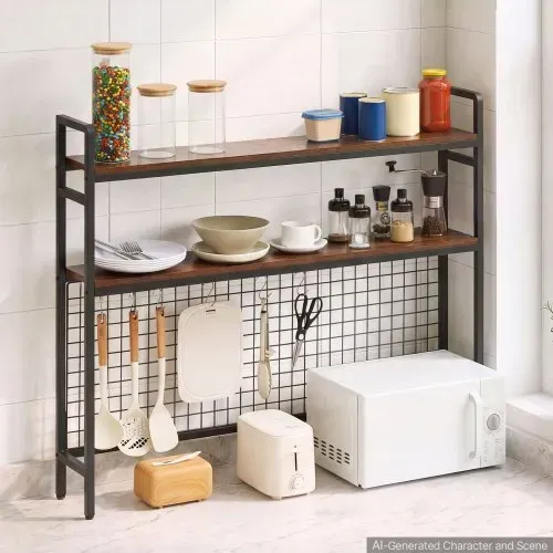 VEVOR Schreibtischregal 3 Ebenen Schreibtisch Bücherregal Organizer Schwarz, für Studentenwohnheim Zuhause & Büro zur Sortierung von Büchern Büromaterialien Metallrahmen & Holzablage Rutschfeste Füße – Bild 7