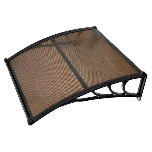 VEVOR Vordach für Haustür 965x1017 mm, Pultbogenvordach, Pultvordach mit Entwässerung & ABS-Halterung, Regen-, Schnee- & Sonnenschutz, Polycarbonat-Türüberdachung für Veranda & Terrasse, Braun – Bild 9