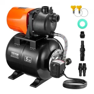 VEVOR 750 W Gartenpumpe, 3700 L/H, automatische Bewässerungspumpe mit 50 m Förderhöhe, Kreiselpumpe mit 20/40 PSI Druckschalter, Flachbrunnenpumpe, thermoplastischer Pumpenkopf für Hausgarten & Rasen VEVOR 750 W Gartenpumpe, 3700 L/H, automatische Bewässerungspumpe mit 50 m Förderhöhe, Kreiselpumpe mit 20/40 PSI Druckschalter, Flachbrunnenpumpe, thermoplastischer Pumpenkopf für Hausgarten & Rasen