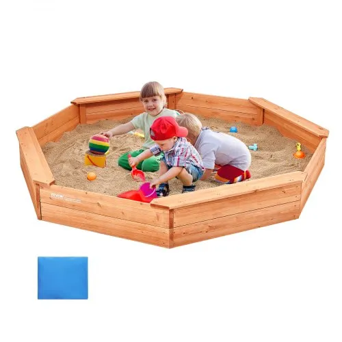 VEVOR Holzsandkasten mit Abdeckung, achteckiger Sandkasten, Sandgrube mit 4 Sitzplätzen & Bodenauskleidung, Kindersandkasten für den Garten, Geschenk für Jungen & Mädchen im Alter von 3–12 Jahren VEVOR Holzsandkasten mit Abdeckung, achteckiger Sandkasten, Sandgrube mit 4 Sitzplätzen & Bodenauskleidung, Kindersandkasten für den Garten, Geschenk für Jungen & Mädchen im Alter von 3–12 Jahren