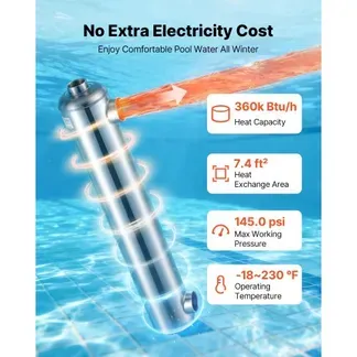 VEVOR Schwimmbad Wärmetauscher 105,5 kW, Edelstahl Schwimmbadheizer mit 30 Rohren, Pool-Wärmeüberträger mit 1,0 MPa Druck & 0,69 m² Wärmetauscherfläche, Wärmeaustauscher für Poolsystem Spa Heizung VEVOR Schwimmbad Wärmetauscher 105,5 kW, Edelstahl Schwimmbadheizer mit 30 Rohren, Pool-Wärmeüberträger mit 1,0 MPa Druck & 0,69 m² Wärmetauscherfläche, Wärmeaustauscher für Poolsystem Spa Heizung