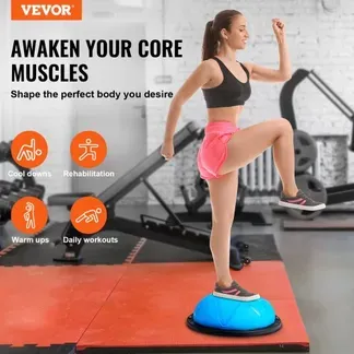 VEVOR Halb-Gymnastikball-Trainer, 23 Zoll Balance-Ball-Trainer, 660 lbs Tragkraft Stabilitätsball, Yoga-Ball mit Widerstandsbändern und Pumpe, Kraft-Fitnessball für das Heim-Fitnessstudio, Ganzkörpertraining, Blau VEVOR Halb-Gymnastikball-Trainer, 23 Zoll Balance-Ball-Trainer, 660 lbs Tragkraft Stabilitätsball, Yoga-Ball mit Widerstandsbändern und Pumpe, Kraft-Fitnessball für das Heim-Fitnessstudio, Ganzkörpertraining, Blau