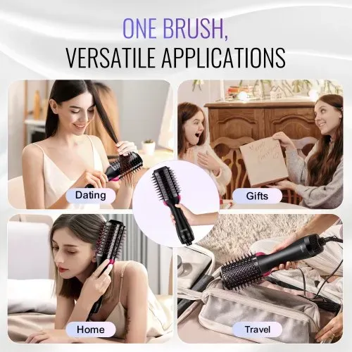 VEVOR Warmluftbürste Set, 4-in-1 Airstyler, Hairstyler mit 75 mm ovalem Zylinder mit Keramikbeschichtung und 3 Heizstufen, professionelle Heißluft-Stylingbürste zum Glätten, Trocknen und Locken – Bild 5