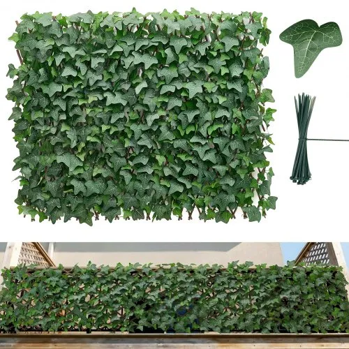 VEVOR Künstliche Hecke 63,5×320 cm, Pflanzenwand, Ausziehbarer Sichtschutz, Efeu-Sichtschutzzaun, Windschutz, Heckenzaun, Kunstpflanzen Balkonverkleidung für Hochzeiten, Außengärten, Hinterhöfe VEVOR Künstliche Hecke 63,5×320 cm, Pflanzenwand, Ausziehbarer Sichtschutz, Efeu-Sichtschutzzaun, Windschutz, Heckenzaun, Kunstpflanzen Balkonverkleidung für Hochzeiten, Außengärten, Hinterhöfe