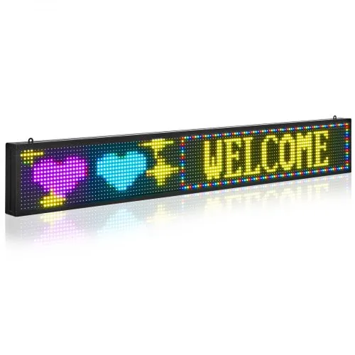 VEVOR programmierbare LED Zeichen P10 Vollfarbe flexibles digitales Scrolling Panel, DIY Anzeigetafel mit benutzerdefiniertem Textmuster und GIF & Bluetooth App Steuerung (1310 x 190 x 55 mm) VEVOR programmierbare LED Zeichen P10 Vollfarbe flexibles digitales Scrolling Panel, DIY Anzeigetafel mit benutzerdefiniertem Textmuster und GIF & Bluetooth App Steuerung (1310 x 190 x 55 mm)
