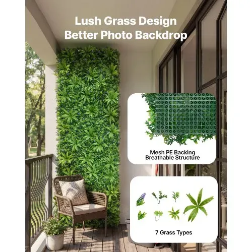 VEVOR Künstliche Hecke, 3x1 m Pflanzenwand, PE-Sichtschutz, Sichtschutzzaun, Windschutz, Heckenzaun, Kunstpflanzen Balkonverkleidung für Hochzeiten, Innenräume, Außengärten, Hinterhöfe (1 Stk.) – Bild 2