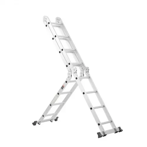 VEVOR Mehrzweckleiter, 7-in-1-Multifunktionsleiter, Teleskopleiter mit A-Rahmen und 4 Stufen, Leitergerüst 4600 mm, verstellbare Hochleistungsleiter, 150 kg Tragkraft für den Außenbereich zu Hause – Bild 9