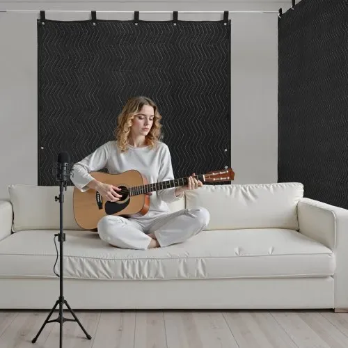 VEVOR Sounddecke 2032x1219 mm, Akustikdecke, Schalldämpfungsdecken, Schallschutzvorhang, Schallschutzdecke mit Ösen, Studio-Ösendecke, für Studio, Lichtblocker, Musikaufnahmen, Schwarz – Bild 7