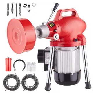 VEVOR Rohrreinigungsmaschine 120 Fuß x 5/8 Zoll, 370 W elektrische Rohrreinigungsspirale mit manueller Zuführung – mit 2 Stahlkabelabschnitten (120′ x 5/8″ und 23′ x 3/8″), 7 Schneidern und CW/CCW-Steuerung für 1,6″ bis 4″ Rohre VEVOR Rohrreinigungsmaschine 120 Fuß x 5/8 Zoll, 370 W elektrische Rohrreinigungsspirale mit manueller Zuführung – mit 2 Stahlkabelabschnitten (120′ x 5/8″ und 23′ x 3/8″), 7 Schneidern und CW/CCW-Steuerung für 1,6″ bis 4″ Rohre