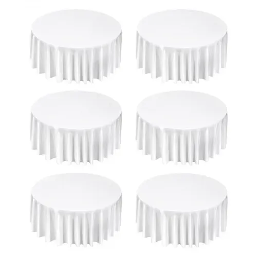 VEVOR 6 Stk. runde Tischdecken Tischwäsche 3352 mm, knitterfreier Tischdeckenschutz, maschinenwaschbares Tischtuch aus Polyestergewebe für Partys Hochzeiten Bankette formelle Veranstaltungen, Weiß – Bild 9