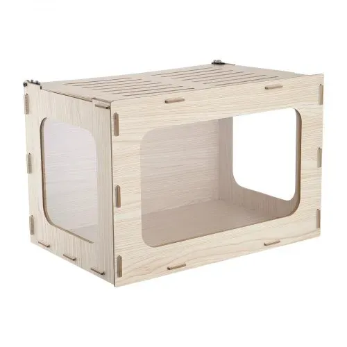 VEVOR Hamsterkäfig Nagerkäfig Nagarium Hamstergehege Holz 605x405x405mm, 270°-Sichtfenster Nagersicher mit Deckel Belüftung für Goldhamster Zwerghamster Meerschweinchen Rennmäuse – Bild 9
