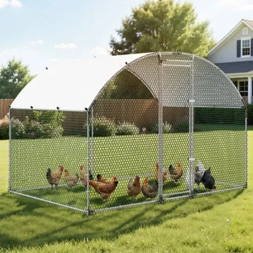 VEVOR Hühnerstall 3x2x2 m Begehbarer Hühnerauslauf mit Abdeckung, Hühnerhaus mit Doppeldach & Sicherheitsschloss Enten- & Kaninchenkäfig Geflügelgehege für Hinterhof Bauernhof Hof – Bild 7