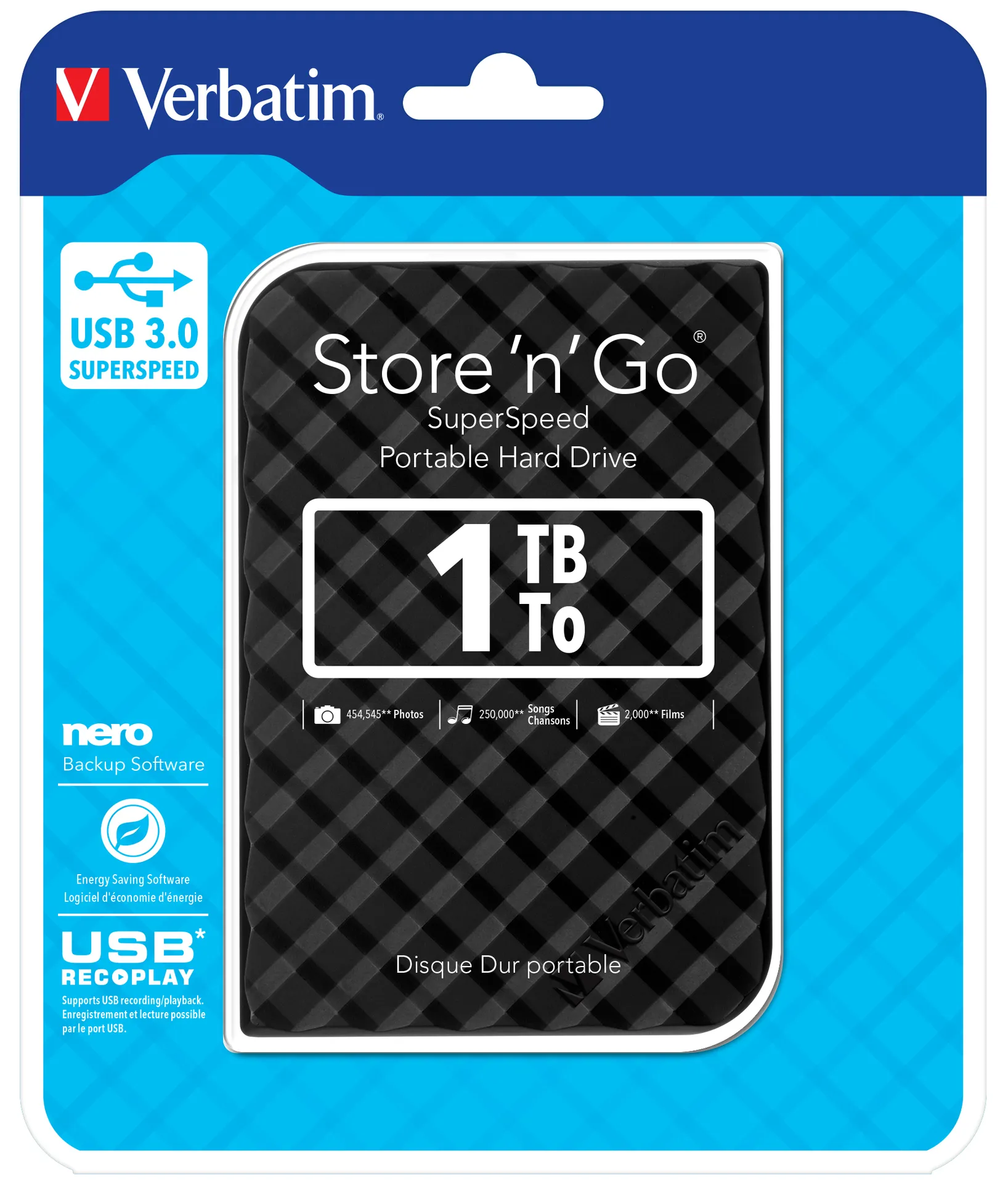 Verbatim Portables Festplattenlaufwerk Store 'n' Go USB 3.0, 1 TB, Schwarz – Bild 5