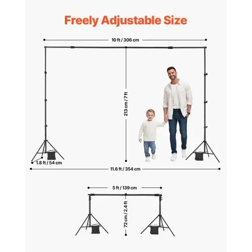 VEVOR Hintergrundständer verstellbares Fotohintergrundständer (Hintergrundtuch: 213 x 300 cm), tragbarer Hintergrundständer mit Stangen, Bildschirmständer für Produktfotografie Studiofotografie – Bild 2