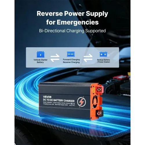 VEVOR DC-DC Batterieladegerät mit MPPT 520 W 40 A, Ladebooster Dual-Eingang für Solarpanel/Lichtmaschine, Laden für LiFePO4-Bleiakkus, 12 V/24 V-12 V/24 V, für Wohnmobil Notstromversorgung zu Hause – Bild 3