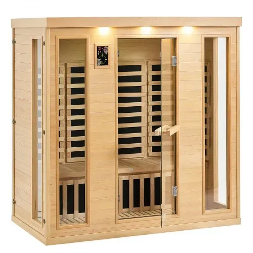 VEVOR Ferninfrarot-Holzsauna, Sauna-Spa für Zuhause, für 3 bis 4 Personen, Niedrige EMF-Ferninfrarot-Sauna aus Hemlockholz mit gehärteter Glastür & Bluetooth-Lautsprechern & Farblichttherapie, 2580 W – Bild 10