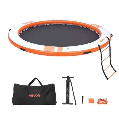 VEVOR Aufblasbares Schwimmdock, φ3,05 m, Schwimmplattform mit Rutschfester Oberfläche, Tragetasche & Abnehmbarer Leiter, Schwimmende Insel, Wasserplattform für Pool, Strand & Meer, Orange – Bild 8