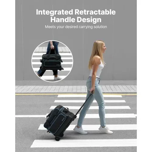 VEVOR Bowlingballtasche für 3 Bälle mit Doppelrollen & separatem Fach für Schuhe (bis US-Größe 16) & übergroßer Zubehörtasche, einziehbarer Griff lässt sich auf 105 cm ausziehen Schwarz + Blau – Bild 5