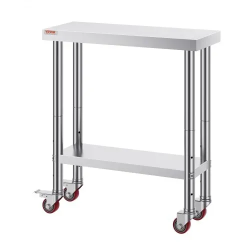 VEVOR Arbeitstisch 762 x 304,8 x 863,6 mm Edelstahl Catering Arbeitstisch etwas 100kg für Belastbarkeit Lebensmittel Zubereitungstisch Gewerbliche Arbeitstisch für Küche Bar Restaurantar 4 verstellbare Füße – Bild 8