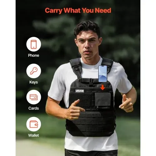 VEVOR Gewichtsweste (ohne Gewichtplatten) mit Schulterpolstern und Reflexstreifen, Trainingsweste für Krafttraining, Laufen, Joggen, Ausdauertraining, Muskeltraining, Home-Gym-Training, Unisex-Design – Bild 5
