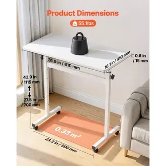 VEVOR Höhenverstellbarer Schreibtisch 700-1115mm, 25kg Belastbarer Computertisch mit 810x410mm Tischplatte, Bürotisch mit Feststellbaren Rollen & Haken, Steh-Sitz-Tisch für Homeoffice Arbeitszimmer VEVOR Höhenverstellbarer Schreibtisch 700-1115mm, 25kg Belastbarer Computertisch mit 810x410mm Tischplatte, Bürotisch mit Feststellbaren Rollen & Haken, Steh-Sitz-Tisch für Homeoffice Arbeitszimmer