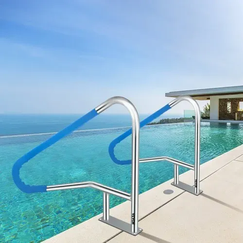 VEVOR Pool Haltegriff Edelstahl 139,7x81,2 cm Schwimmbad-Handlauf 113 kg Traglast Einstiegshilfe Pool 4,8 cm Griffbogen mit Griffbezug Treppe für Pool für Schwimmbäder Schräglagen Spa Wasserpark – Bild 7