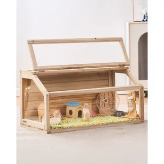VEVOR Hamsterkäfig aus Holz, Hamsterhabitat mit 270°-Sicht, 81,3×40,6×40,6 cm, Zwerghamsterkäfig mit zu öffnender Oberseite, Kleintierkäfig, Mäusekäfig für Rennmäuse, Ratten, Meerschweinchen, Mäuse VEVOR Hamsterkäfig aus Holz, Hamsterhabitat mit 270°-Sicht, 81,3×40,6×40,6 cm, Zwerghamsterkäfig mit zu öffnender Oberseite, Kleintierkäfig, Mäusekäfig für Rennmäuse, Ratten, Meerschweinchen, Mäuse
