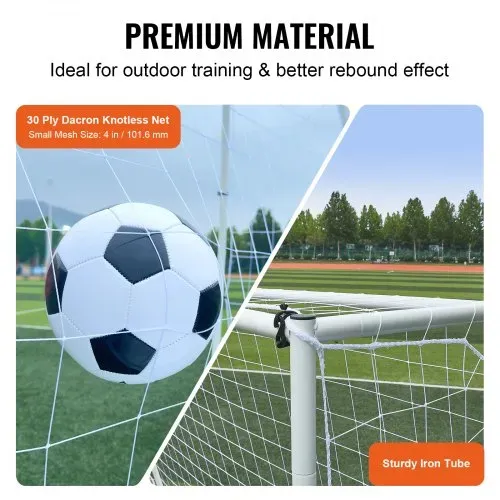 VEVOR Fußball Rebound Netze Tragbares Prellwand Fußball 242 x 92 x 184 cm, Rebounder Fußball Rückprallnetz Eisenrohr & PE-Netz Kinder & Jugendliche Verstellbar Fußballtor Rebounder Kicker Weiß – Bild 3