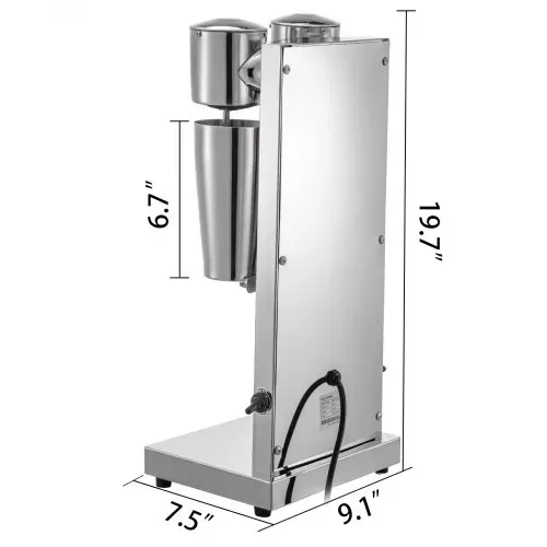 VEVOR Getränkemixer 150W, Milchshaker Elektrisch 800ml, Doppelköpfe, Silbrig, Elektrischer Mixer für Shakes, Cocktailmixer, Milchshake Maschine, Bar Mixer, Standmixer, Gewerbliche Privatgebrauch – Bild 7