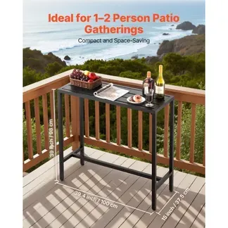 VEVOR Bartisch, 1000 x 375 x 980 mm, Bistrotisch, Stehtisch mit Metallgestell, rechteckige Esstische, Küchentisch, Tresentisch, Partytisch, Gartenmöbel für Balkon, Garten, Poolrand VEVOR Bartisch, 1000 x 375 x 980 mm, Bistrotisch, Stehtisch mit Metallgestell, rechteckige Esstische, Küchentisch, Tresentisch, Partytisch, Gartenmöbel für Balkon, Garten, Poolrand