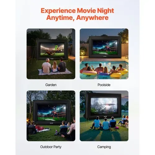 VEVOR aufblasbare Filmleinwand Projektion Beamer Leinwand aus 600D, Projektionsleinwand mit tragbarer Aufbewahrungstasche, 16:9, Filmprojektion für Heimkino Mottoparty Poolspaß (378 x 160 x 317 cm) – Bild 5