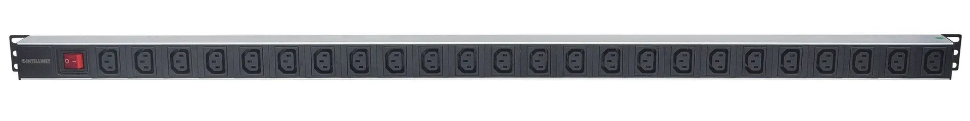 Intellinet 19" 8-fach Steckdosenleiste mit C13-Kaltgerätesteckdosen und Kabelklemmen, PDU mit abnehmbarem Stromkabel (2 m) und rückseitigem C20-Stromeingang, 1 HE – Bild 3